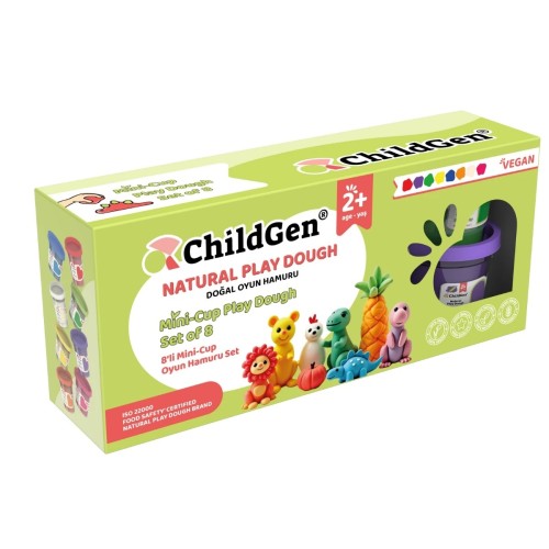 Childgen Doğal Oyun Hamuru - Mini-Cup- 8 li Set